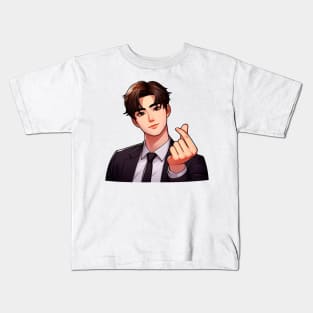 Cool Guy Korean Finger Hearts Kpop Kids T-Shirt